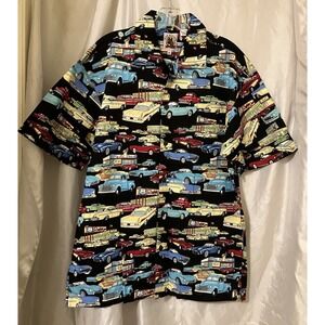 VTG Max‎ Boxxer Route 66 Roadside Diner 100% Cotton USA Aloha Beach Shirt M NOS